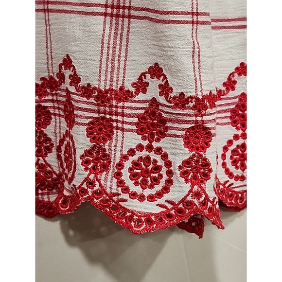 Ali Miles Tunic‎ Blouse Womens Size M White With Red Stripes, 100% Cotton - Picture 5 of 11